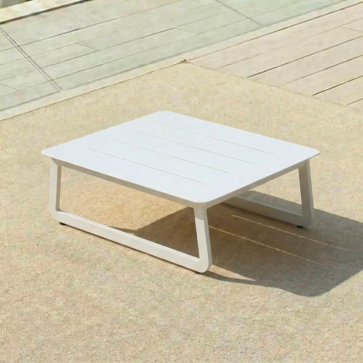 Table basse de jardin carrée en alumininum (70 x 70 cm) Long Beach Blanc cendré