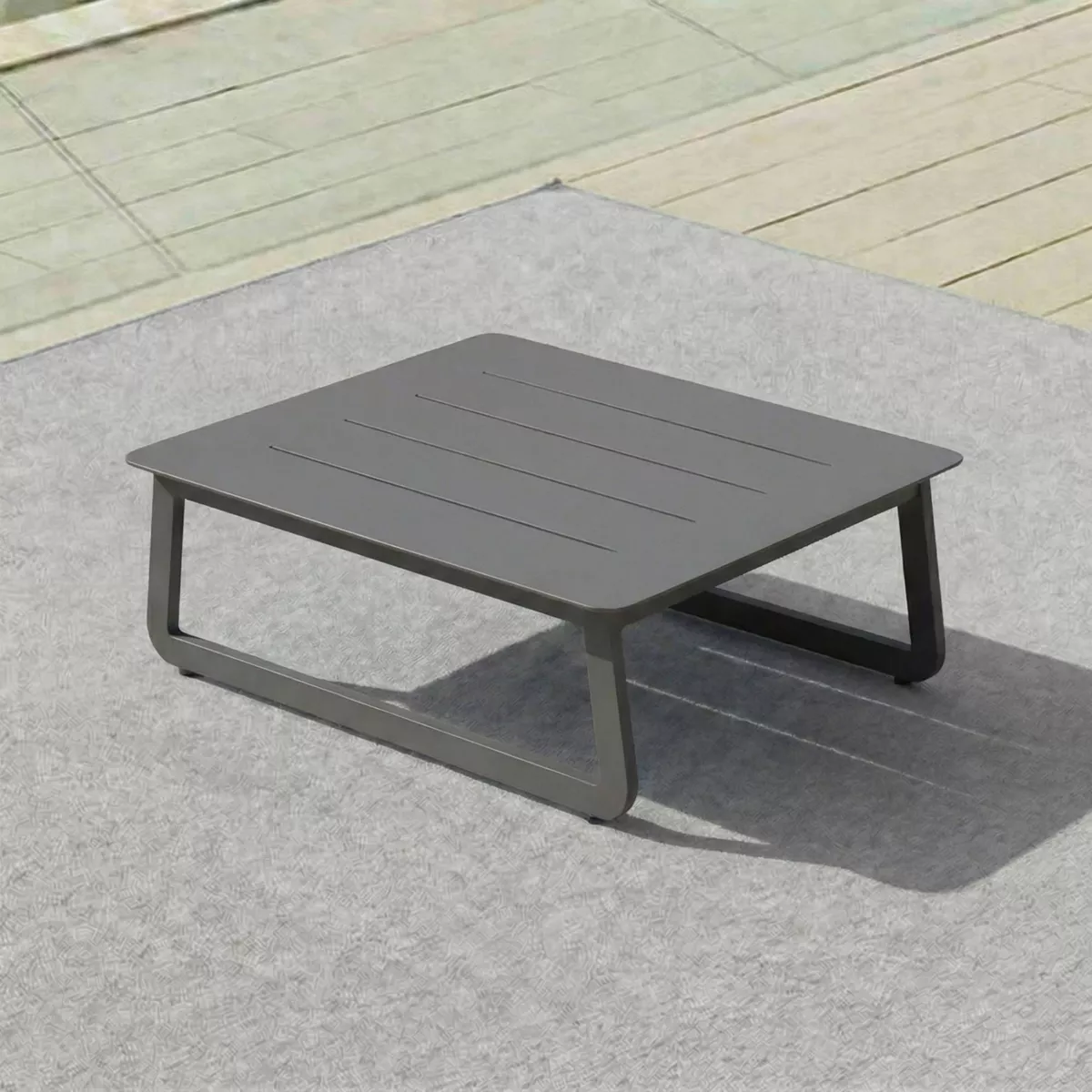 Table basse de jardin carrée en alumininum (85 x 85 cm) Long Beach Gris anthracite