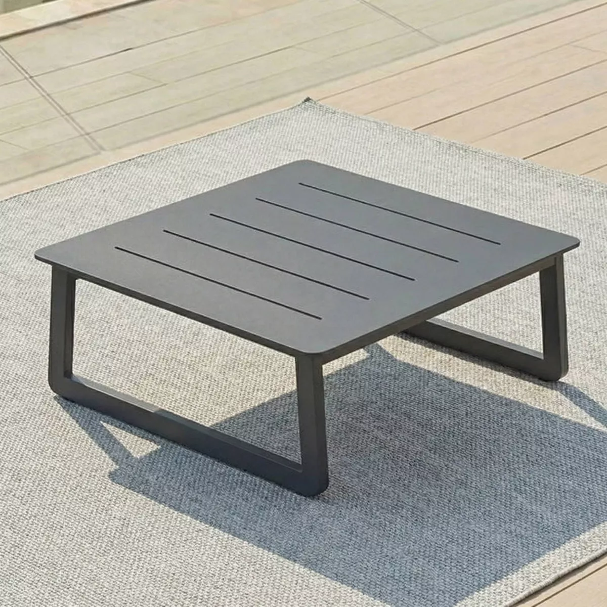 Table basse de jardin carrée en alumininum (70 x 70 cm) Long Beach Gris anthracite