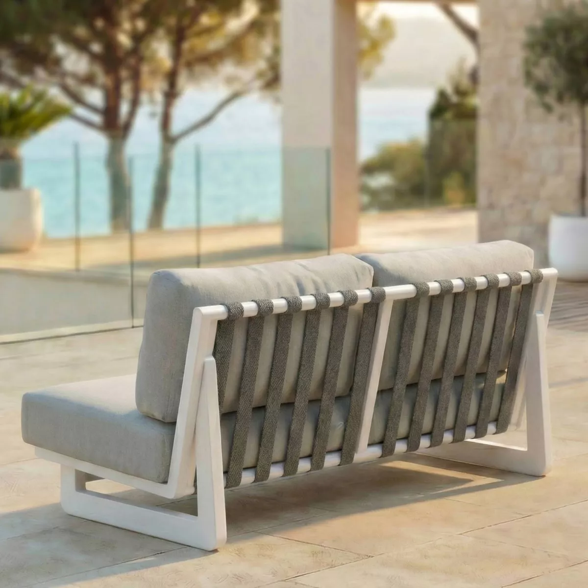 Aluminium Gartenmöbel-Set 4 Personen 4-teilig Long Beach Aschweiß und Taupe