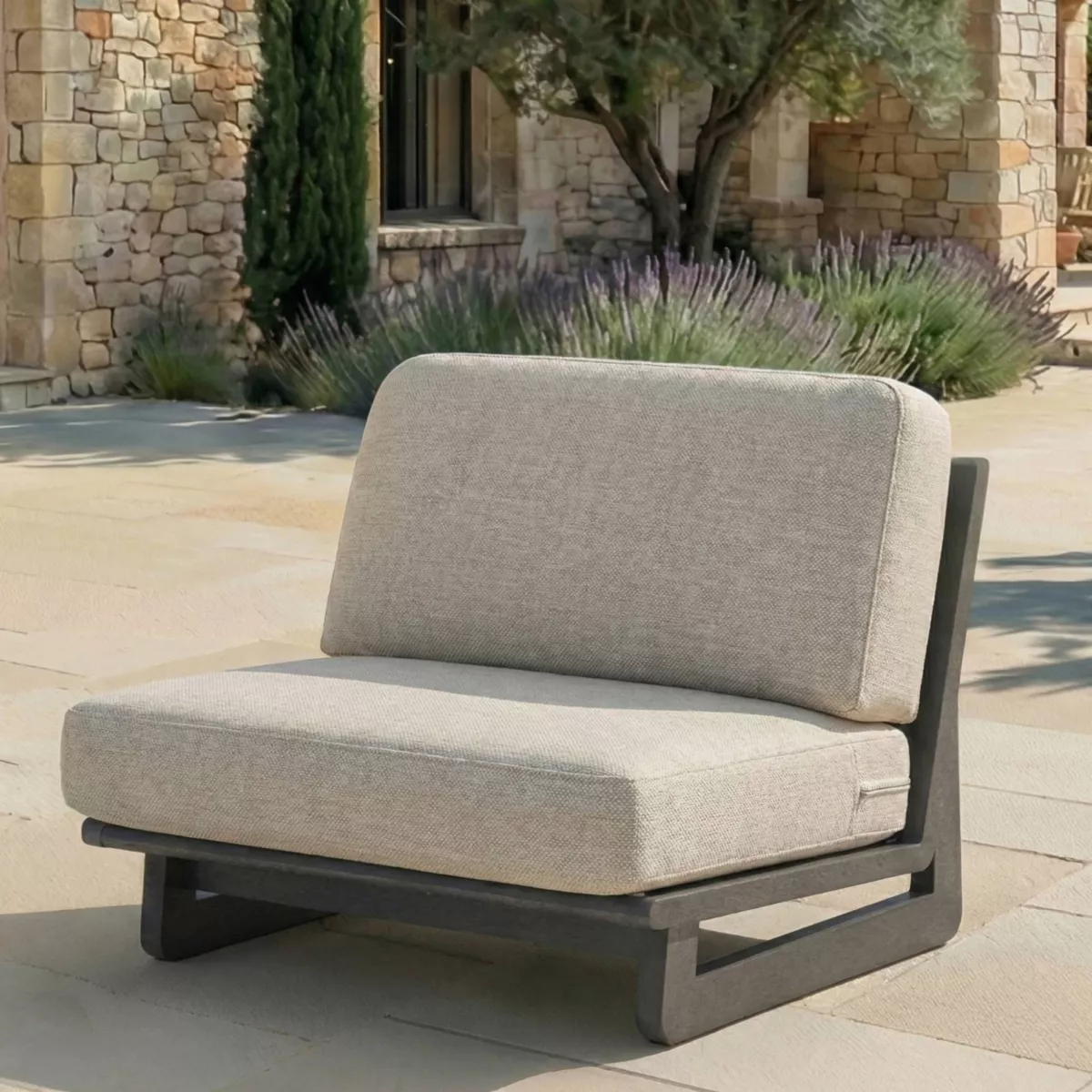 Salon de jardin en aluminium 2 places 3 pcs Long Beach Gris anthracite et taupe