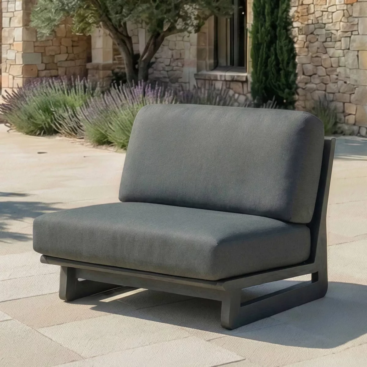 Salon de jardin en aluminium 2 places 3 pcs Long Beach Gris anthracite