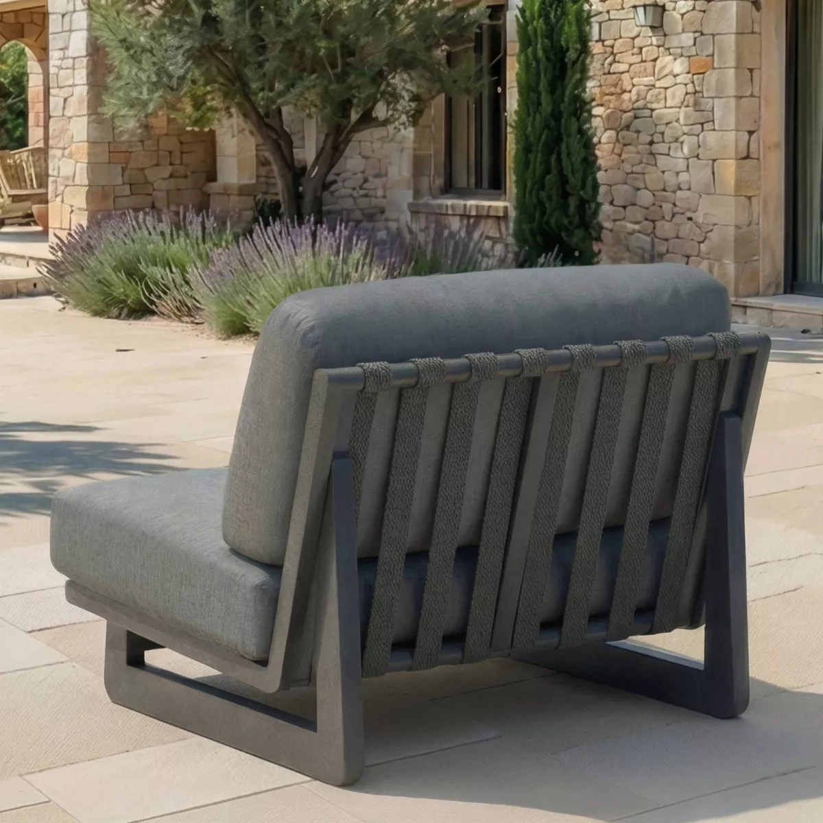 Salon de jardin en aluminium 2 places 3 pcs Long Beach Gris anthracite