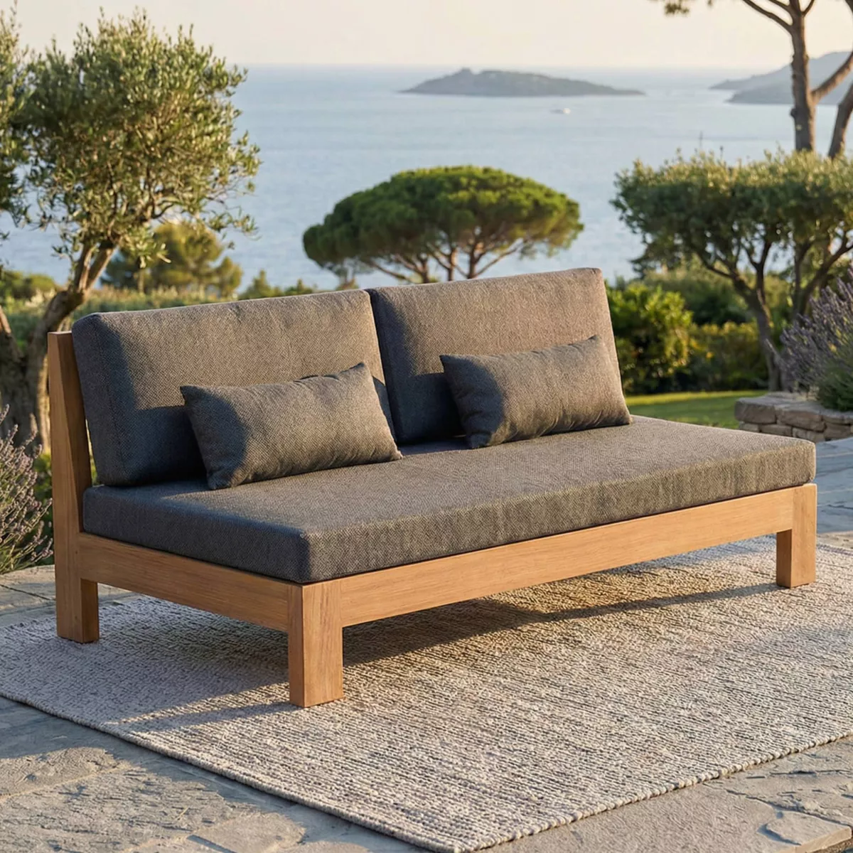 Salotto da giardino angolare in legno di acacia 7 posti 6 pezzi Bornéo Grigio antracite
