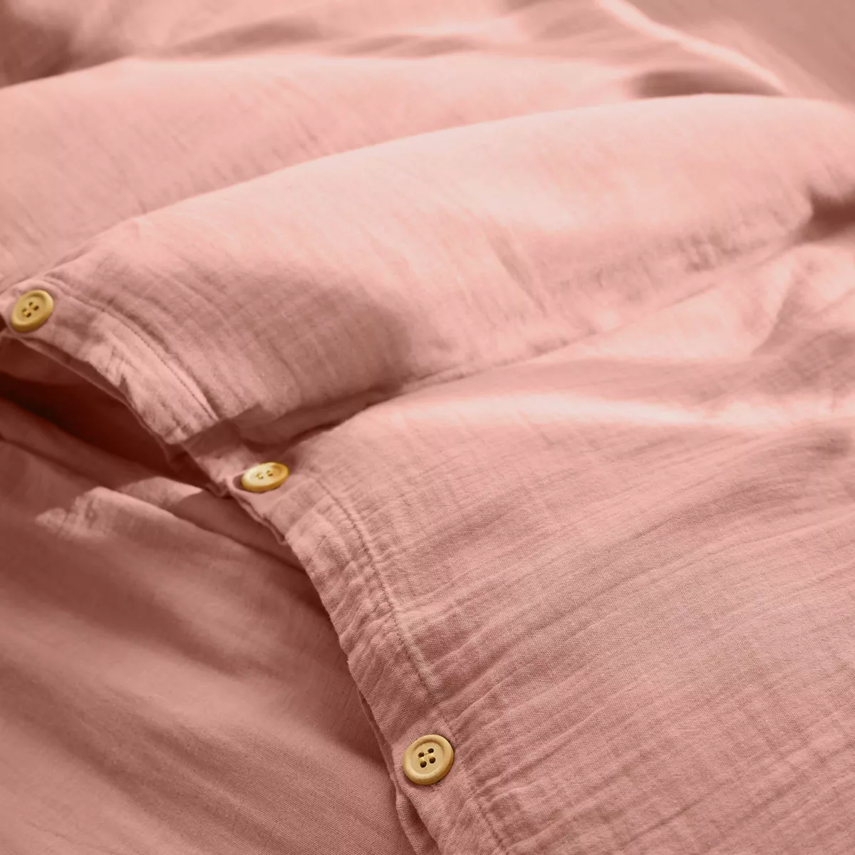 Funda Nórdica en gasa de algodón (260 cm) Gaïa Rosa durazno 2