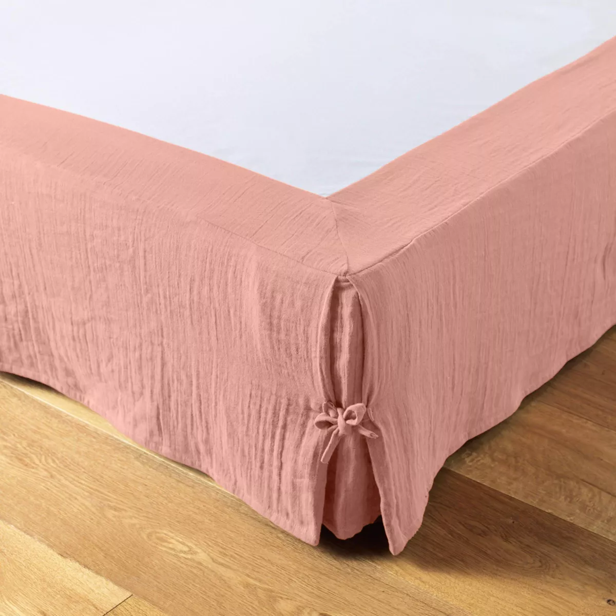 Cache-sommier en gasa de algodón (180 x 200 cm) Gaïa Rosa durazno