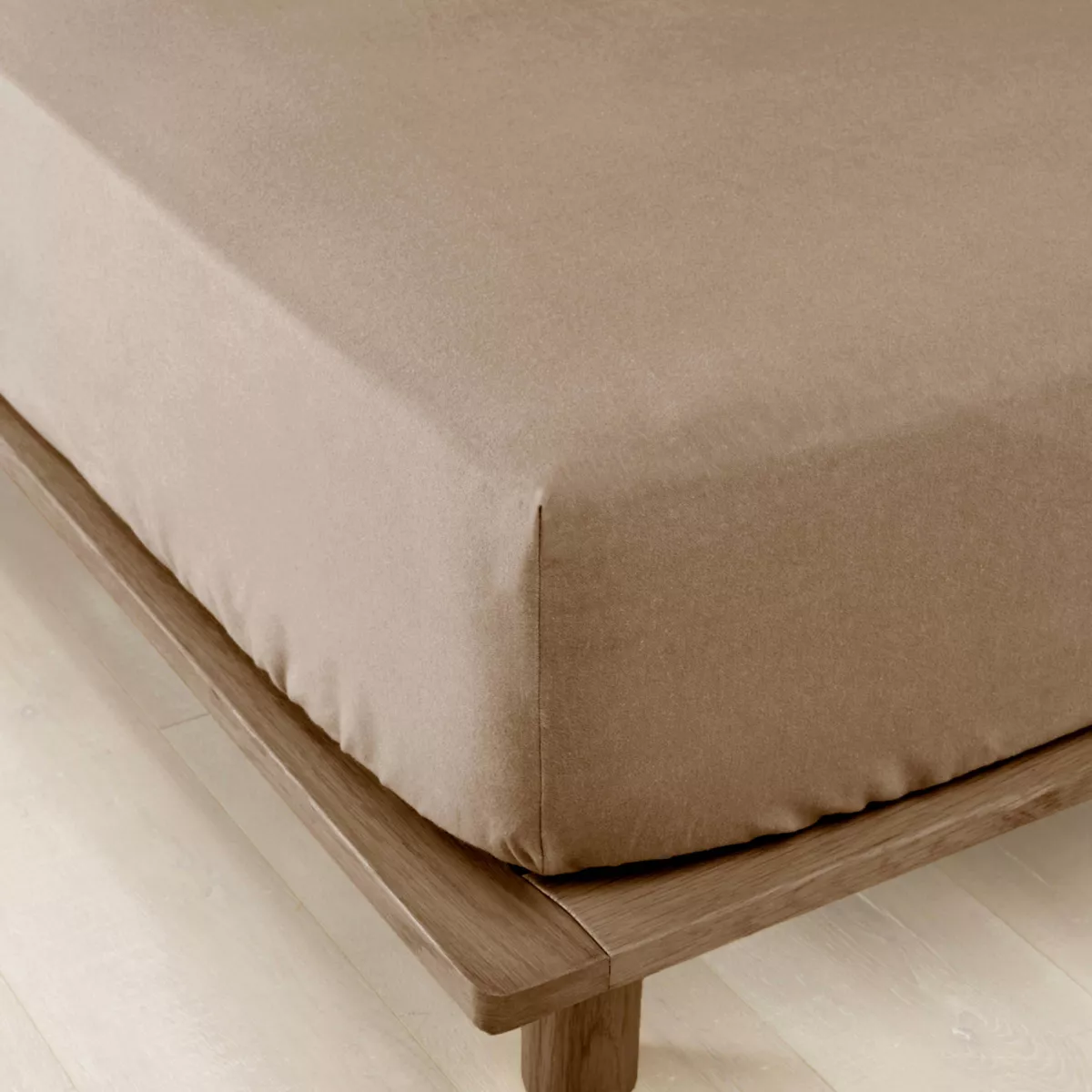Drap housse flanelle de coton (180 x 200 cm) Nina Ficelle
