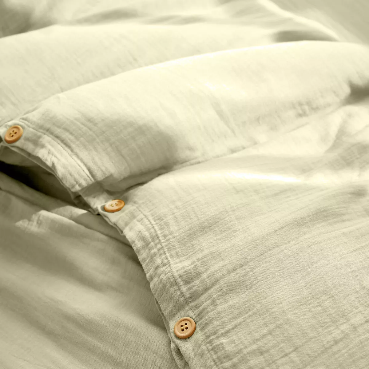 Housse de couette gaze de coton (140 cm) Gaïa Vert tilleul 2