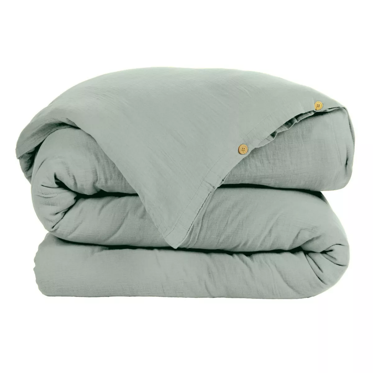 Housse de couette gaze de coton (140 x 200 cm) Gaïa Vert eucalyptus