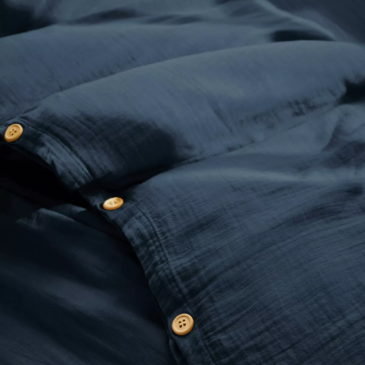 Housse de couette gaze de coton (140 cm) Gaïa Bleu nuit