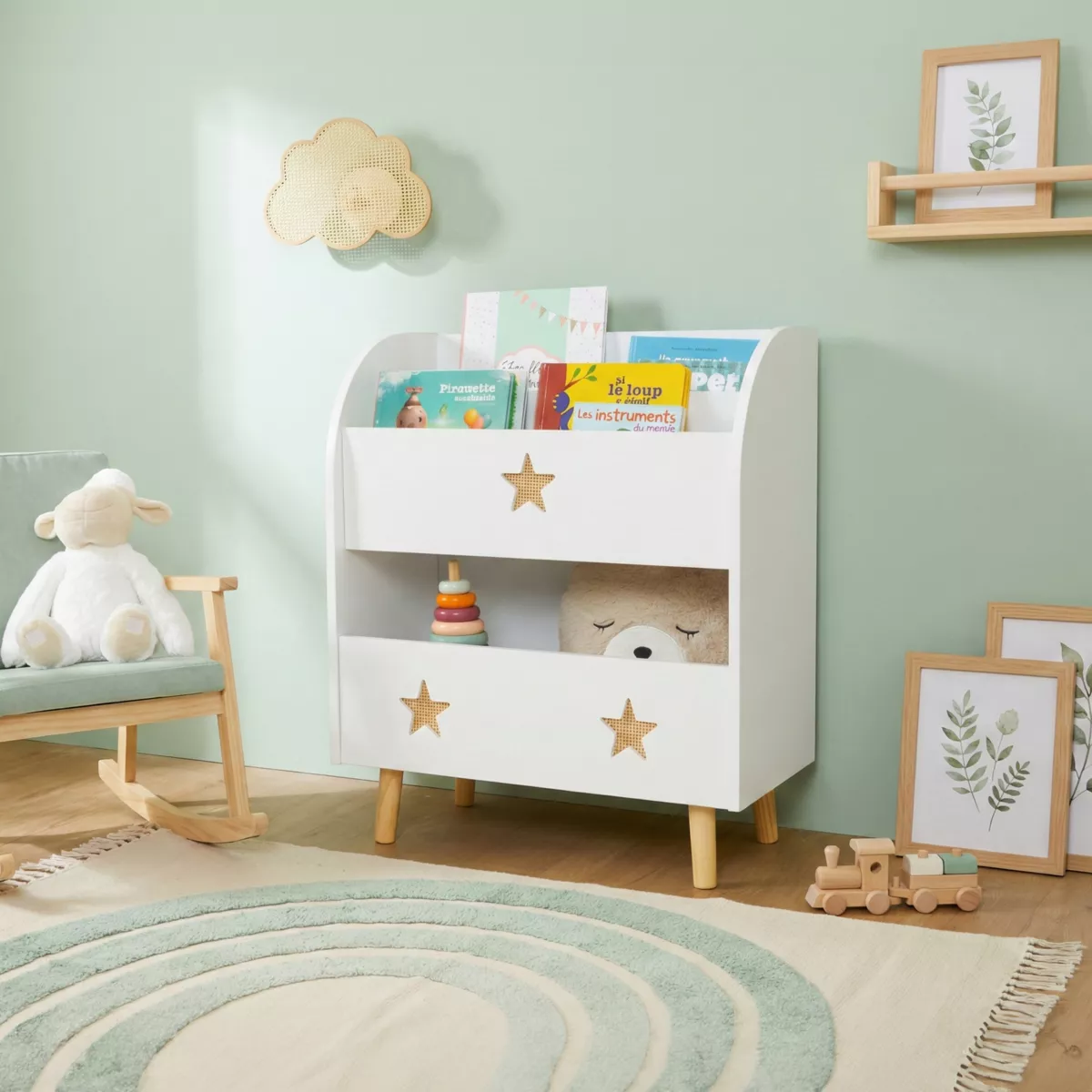 Libreria bambino legno (H72 cm) Stars Bianca