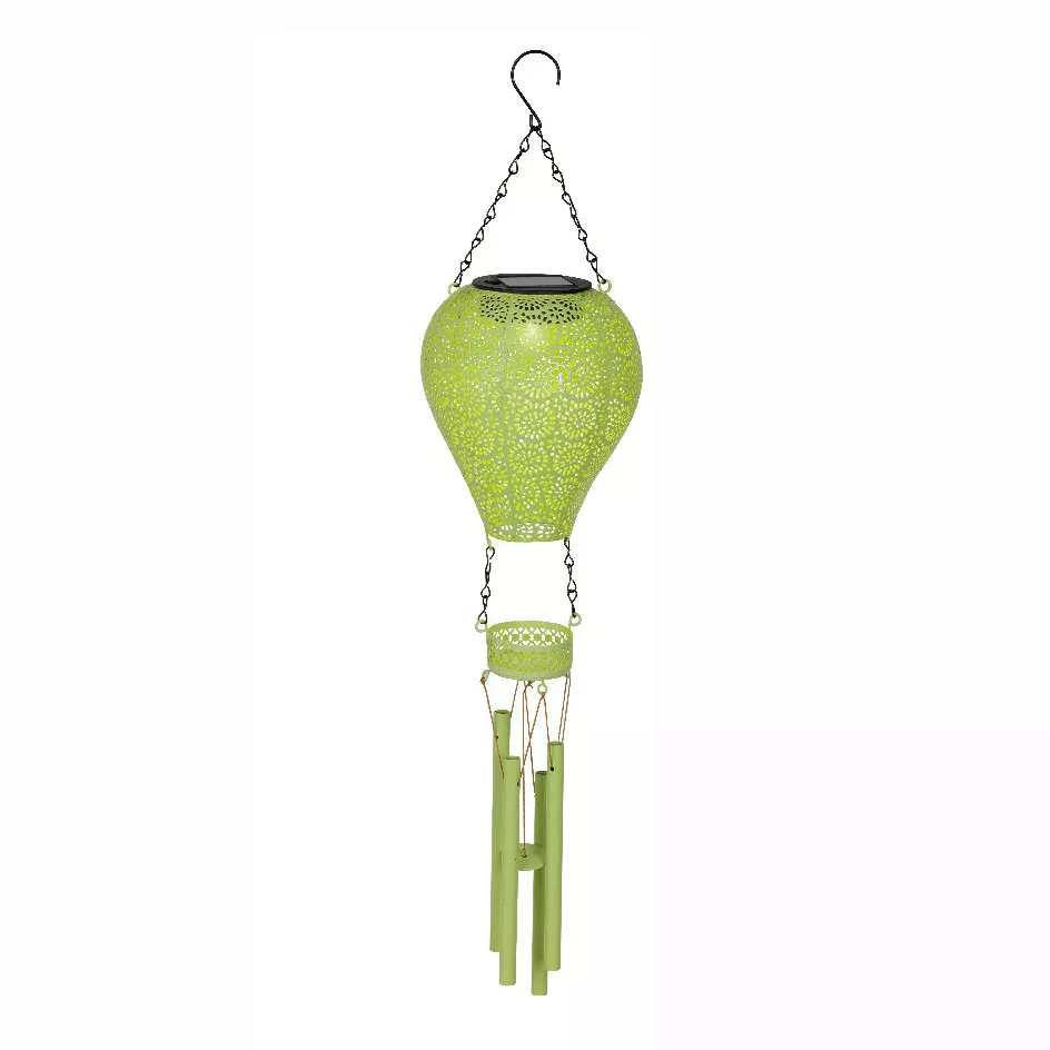 Lampada solare a sospensione per giardino LED (H56 cm) Mongolfiera Gialla