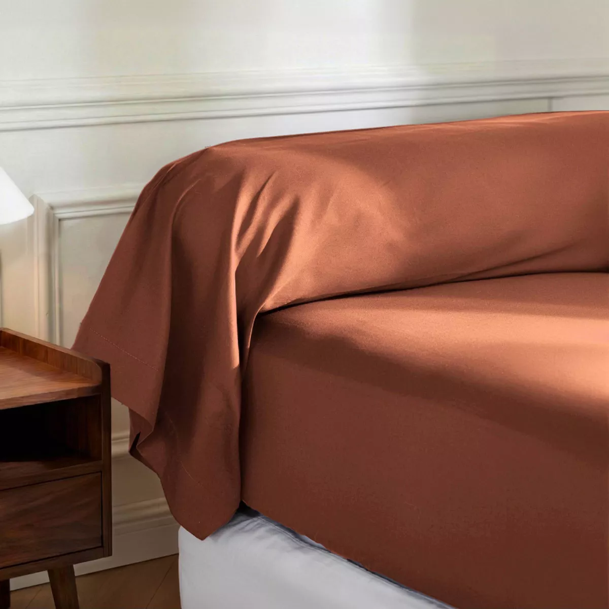 Federa per cuscino a rullo in percalle di cotone (L185 cm) Diane Terracotta