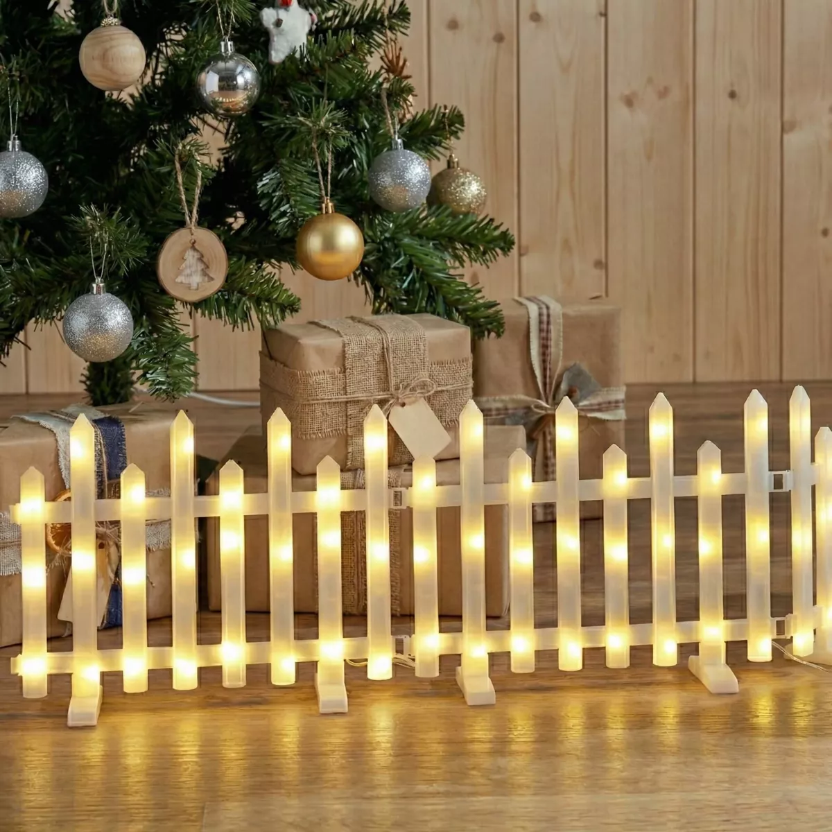 Lote de 8 barreras luminosas 192 LED (2,80 m x H25 cm) Encanto Blanco cálido