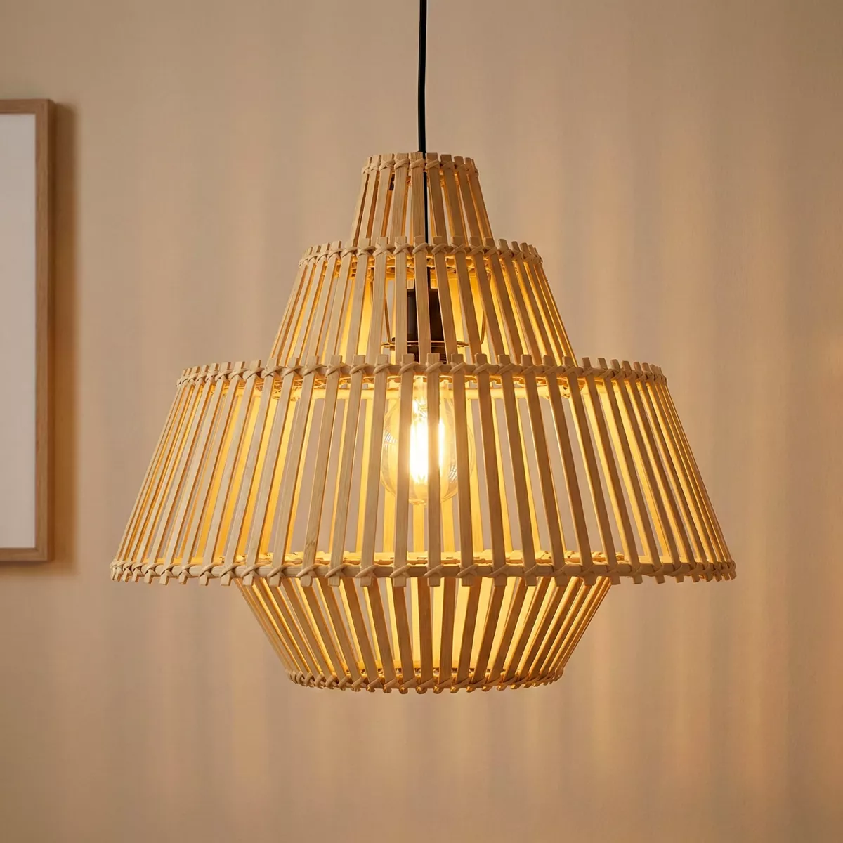 Suspension lumineuse design en bambou (D50 cm) Cabrera Naturel
