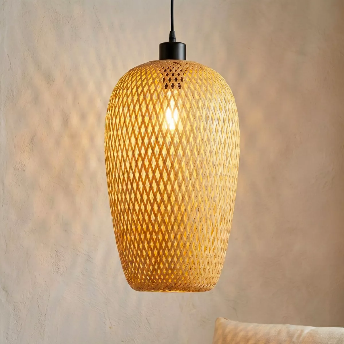 Suspension lumineuse en bambou (H35 cm) Fuengirola Naturel