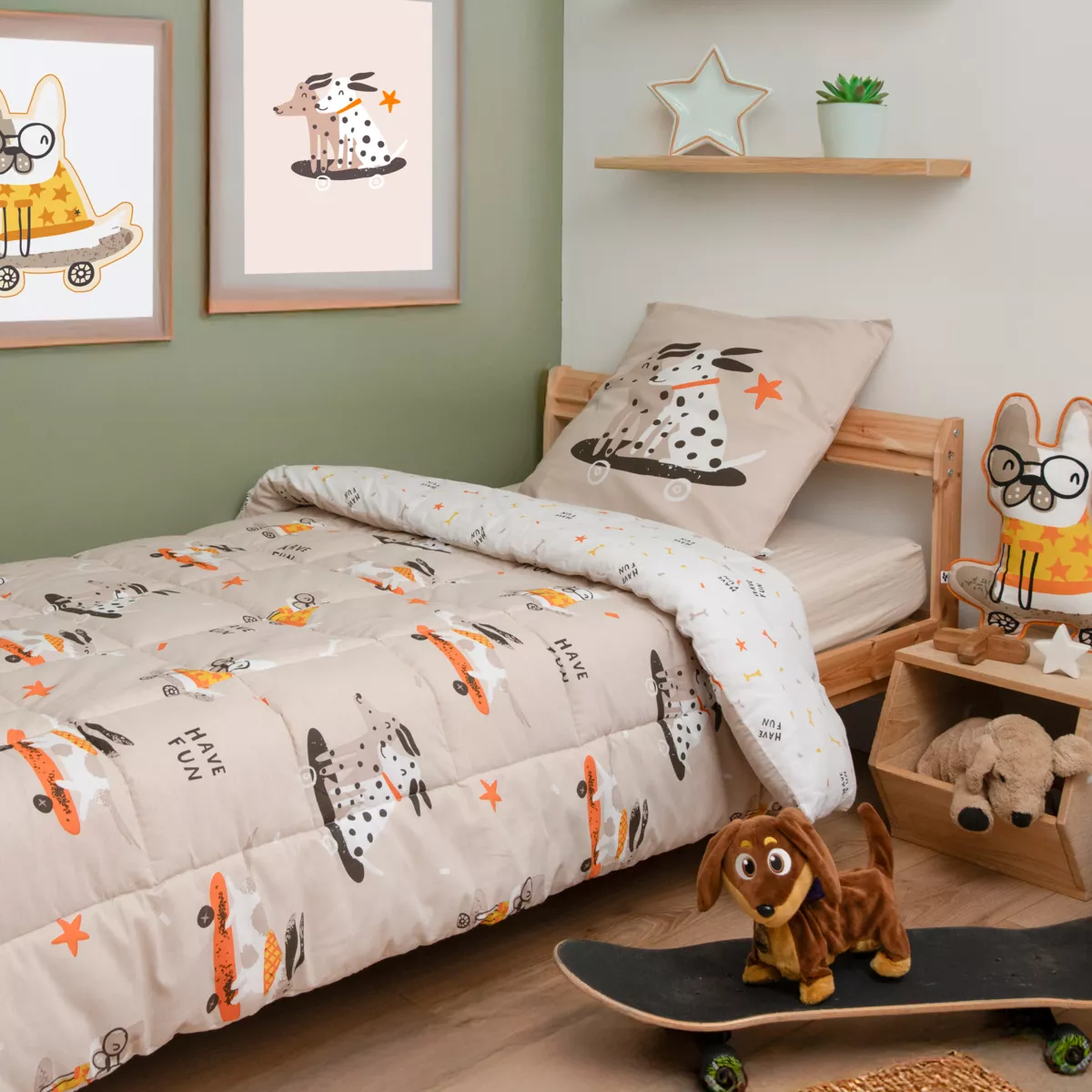 Piumone stampato per bambini e una federa in cotone (140 x 200 cm) Isidore Multicolore