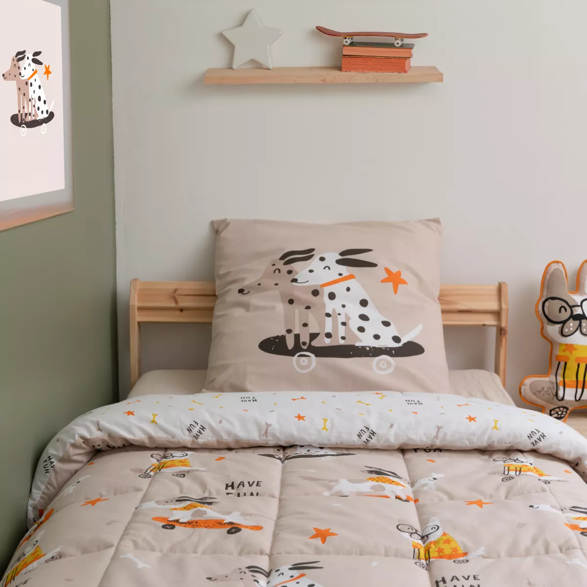 Couette imprimée enfant et une taie d'oreiller coton (140 x 200 cm) Isidore Multicolore