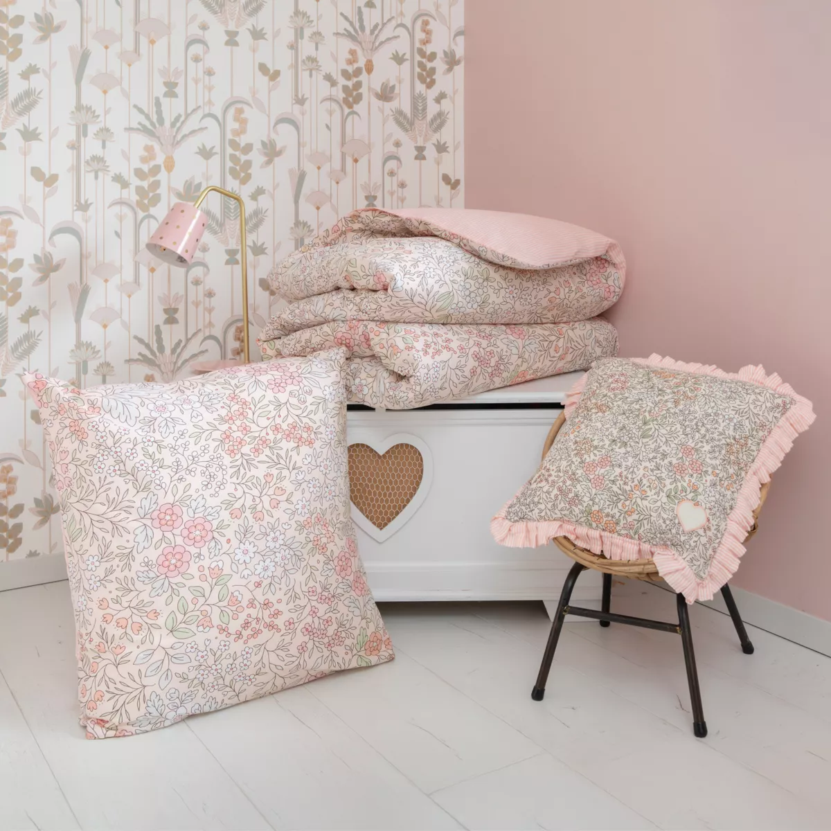 Coussin enfant Carré Coton (40 x 40 cm) Pimprenelle Rose