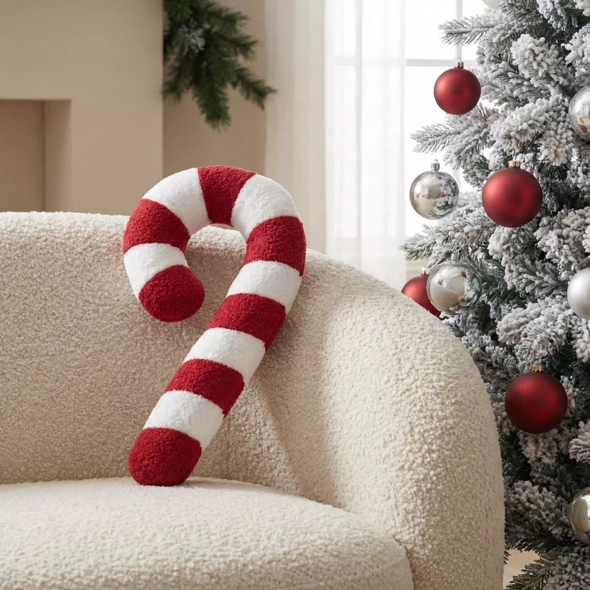 Cuscino di Natale (57 cm) Zucchero d'orzo Lucien Rosso