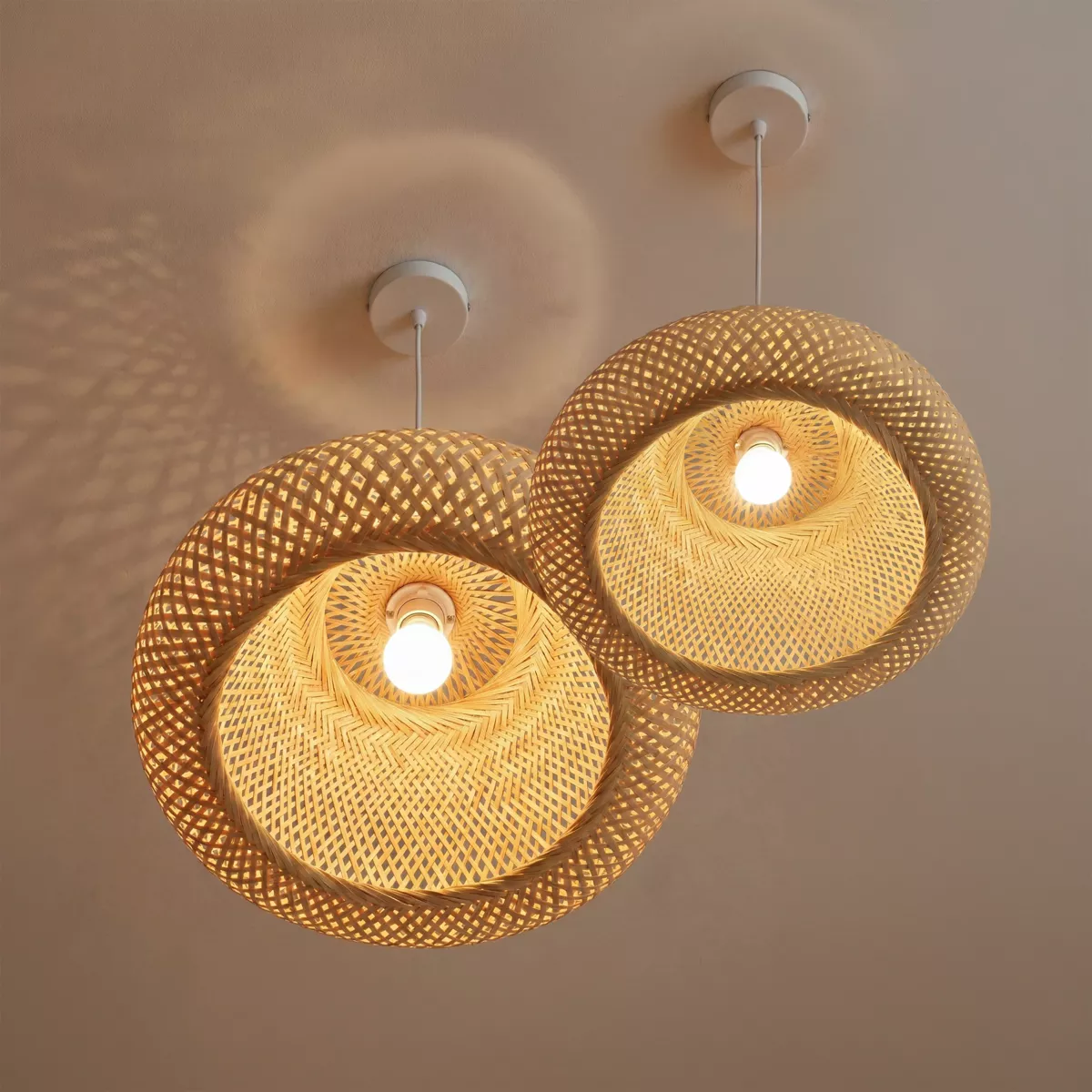 Lot de 2 suspensions en bambou (D61-D39 cm) Manacor Naturel