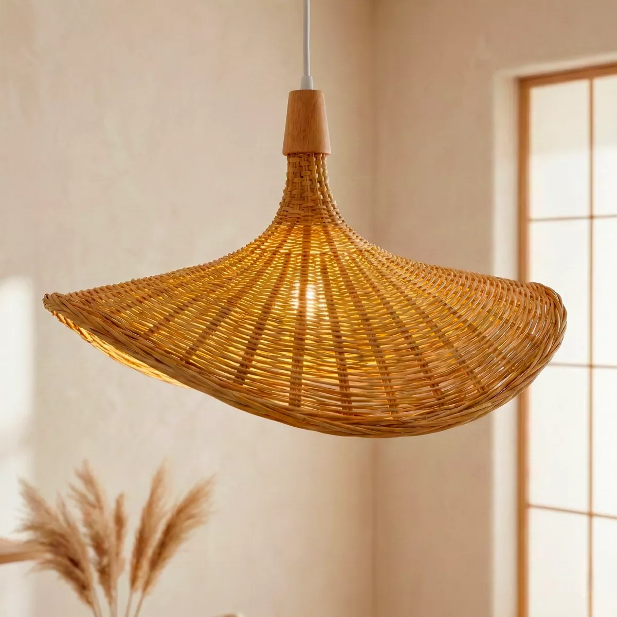 Suspension lumineuse en bambou (D55 cm) Kalahari Naturel