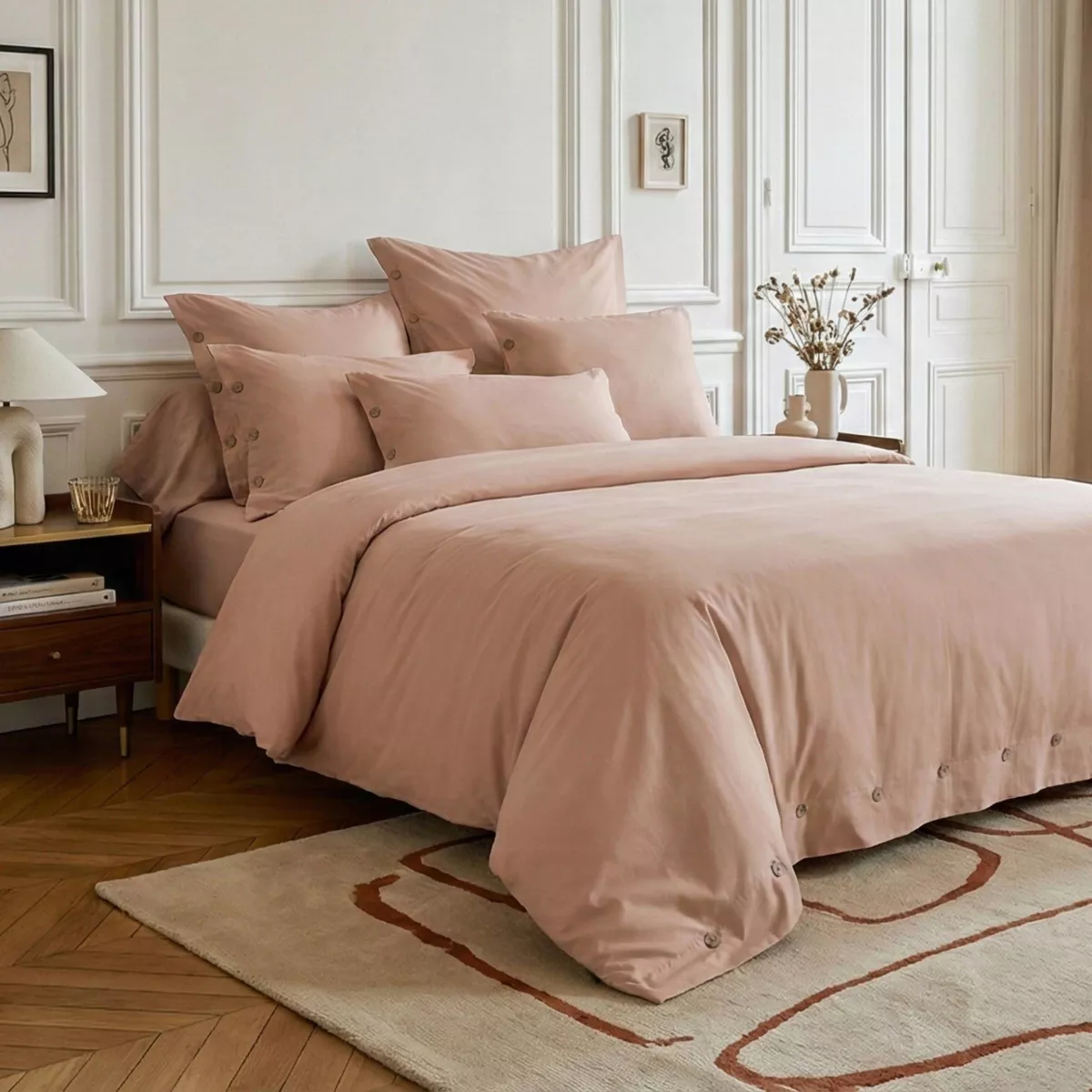 Copripiumino in percalle di cotone (140 x 200 cm) Diane Rose blush