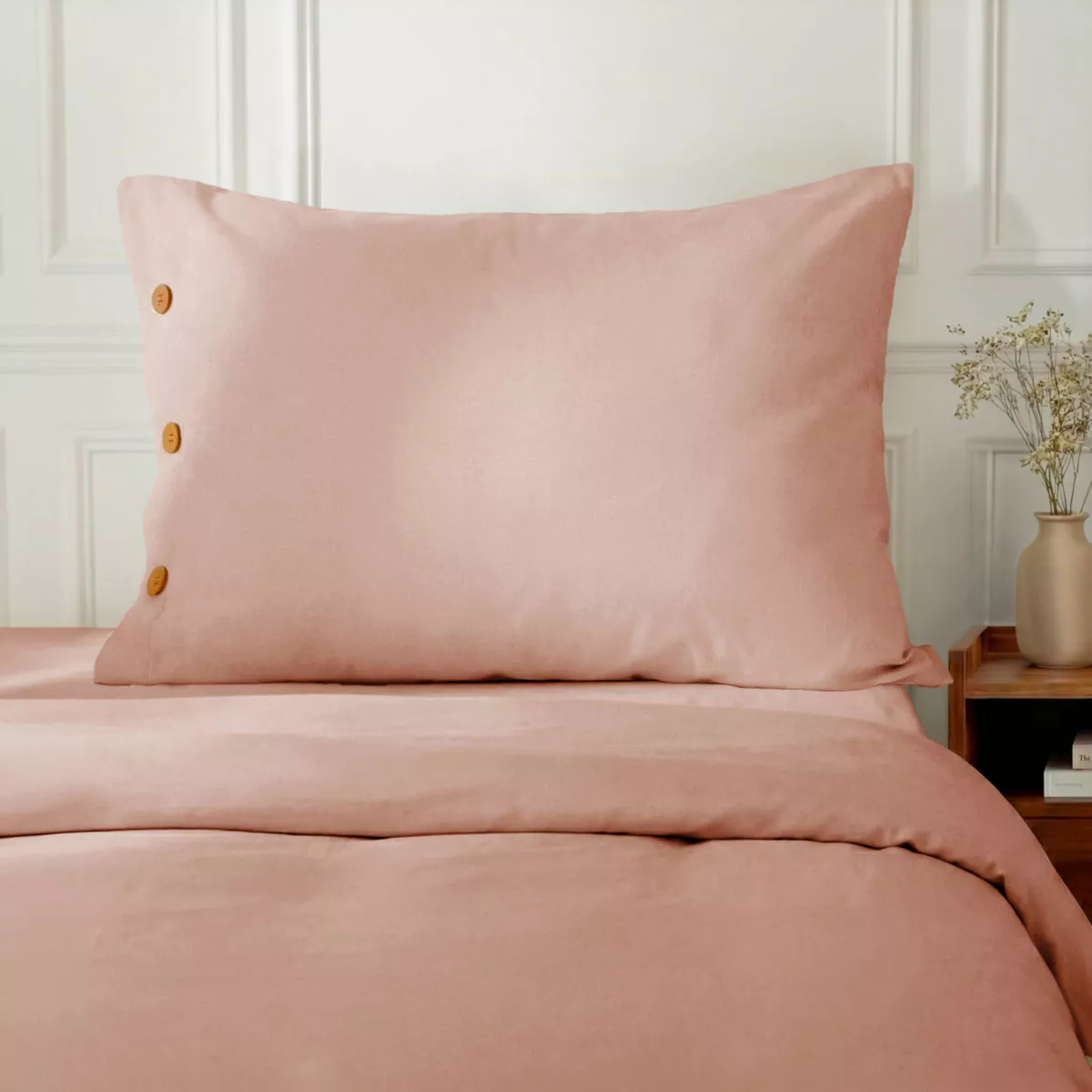 Federa rettangolare in percalle di cotone (50 x 80 cm) Diane Rose Blush