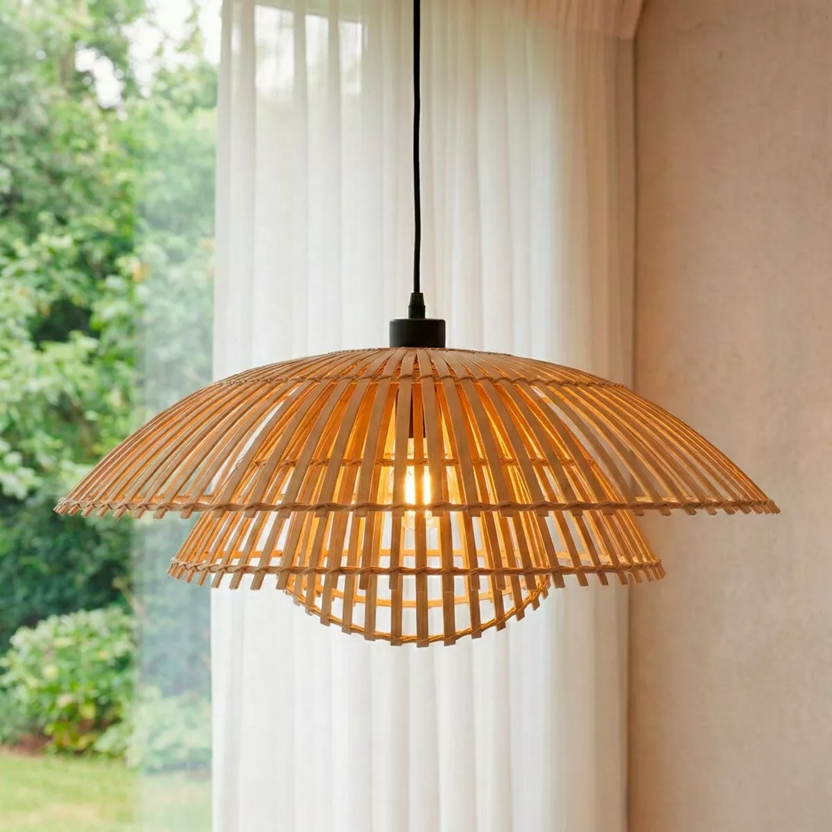 Suspension lumineuse design en bambou (D60 cm) Zeyno Naturel