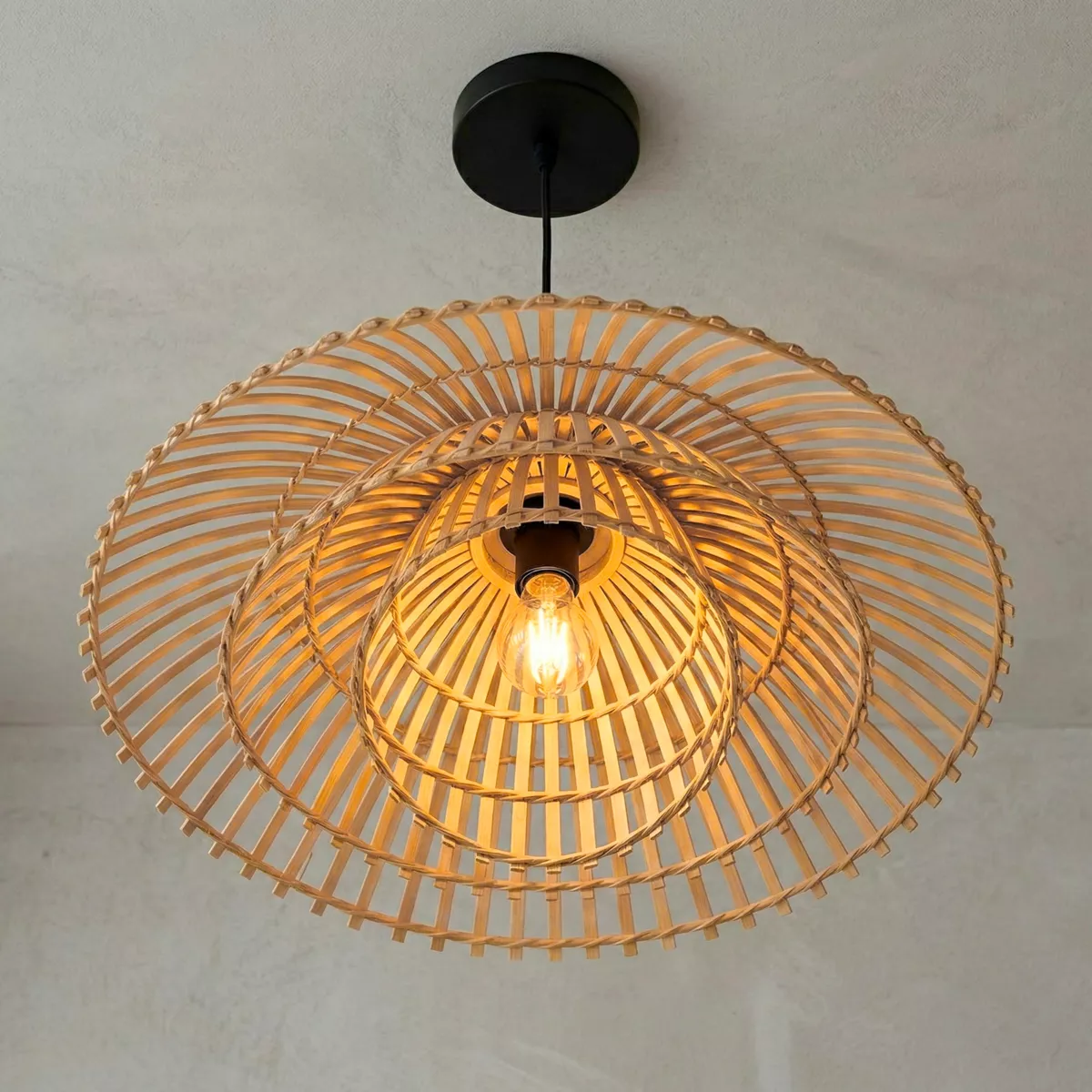 Suspension lumineuse design en bambou (D60 cm) Zeyno Naturel