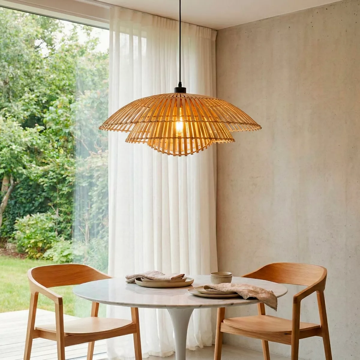 Lampada a sospensione desgin in bambù (D60 cm) Zeyno Naturale
