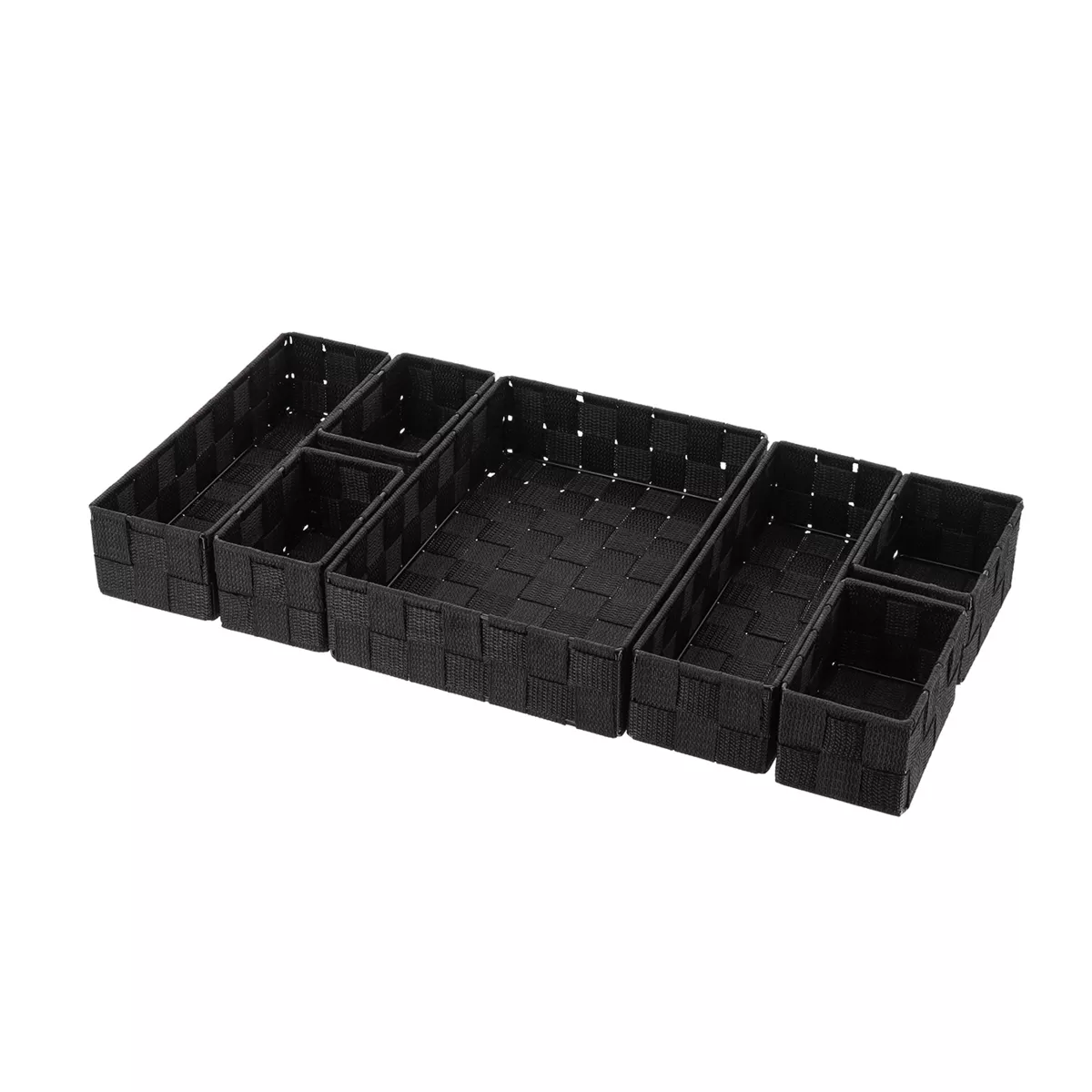 Organizzatore per cassetto bagno 7 cesti intrecciati Oro Nero