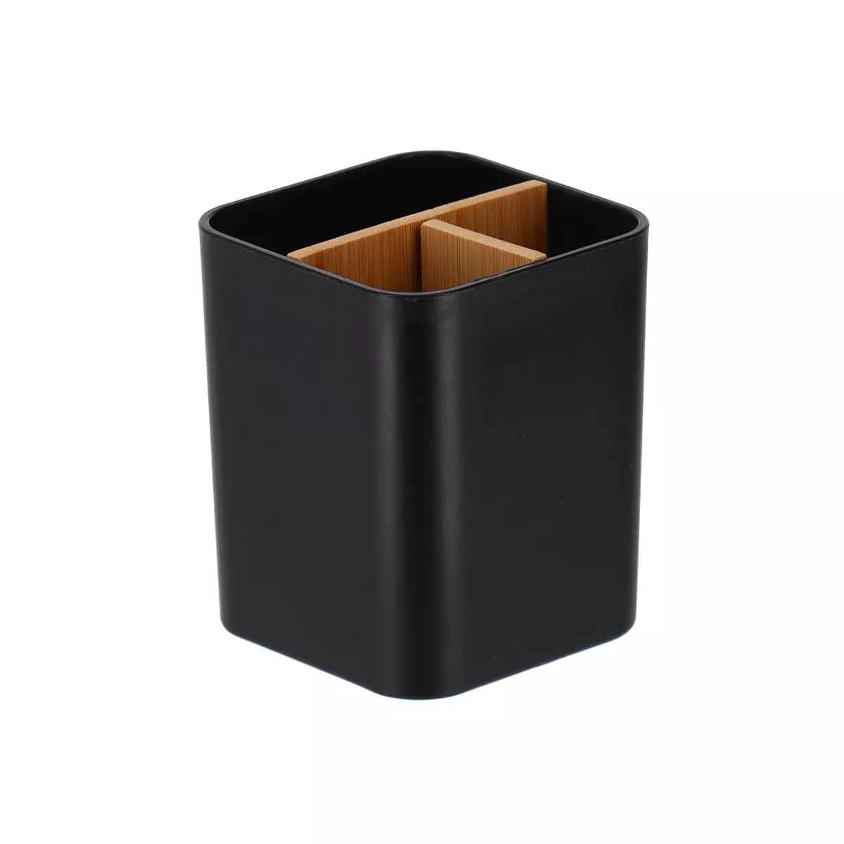 ORGANISATEUR CARRE 3 COMP. PLASTIQUE/BAMBOU - NOIR MAT