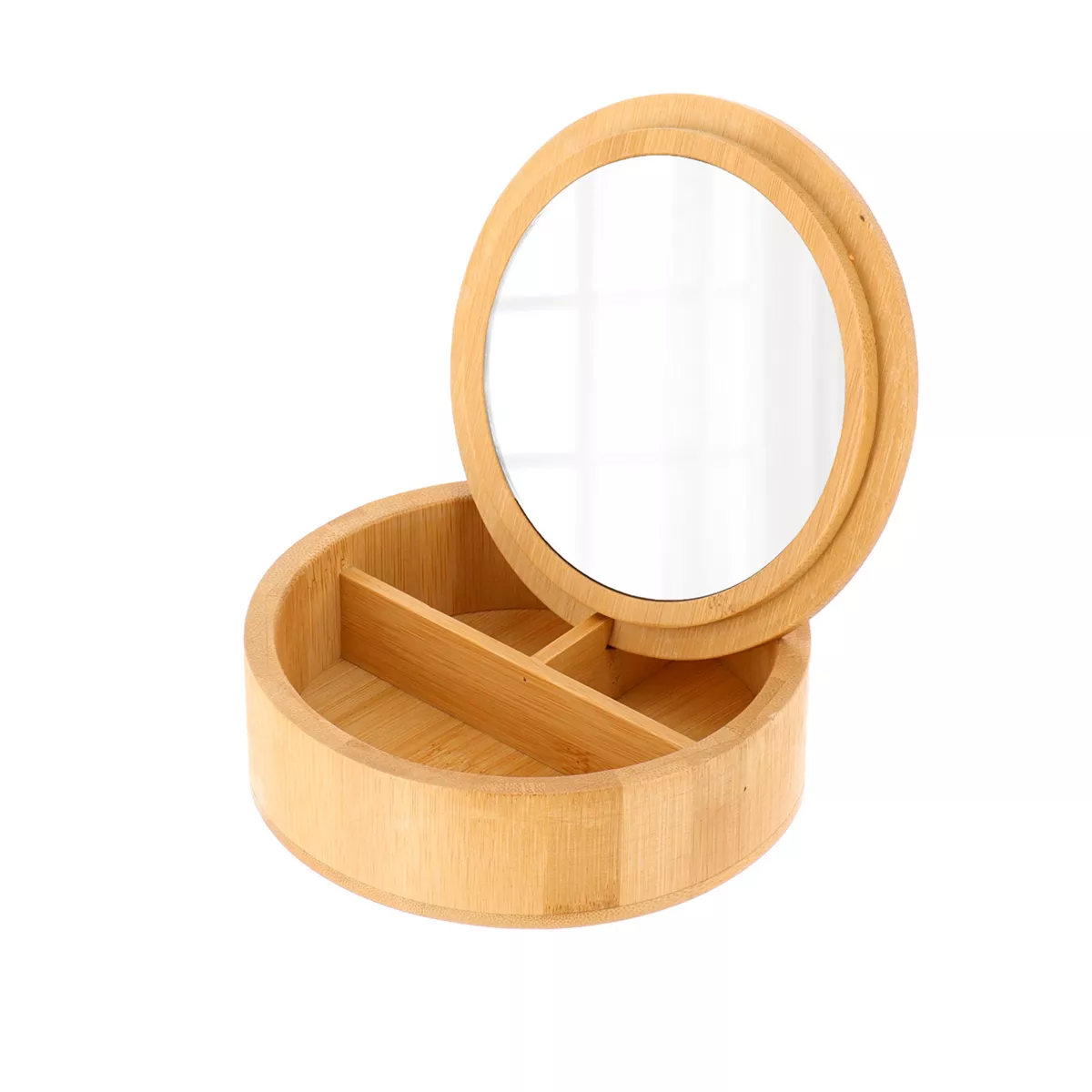 Scatola per il trucco con specchio in bambù Naturale