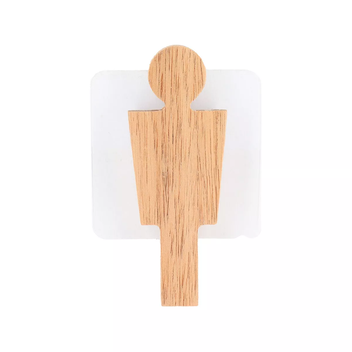 Targhetta porta WC Uomo adesiva in acacia Easy chic Naturale