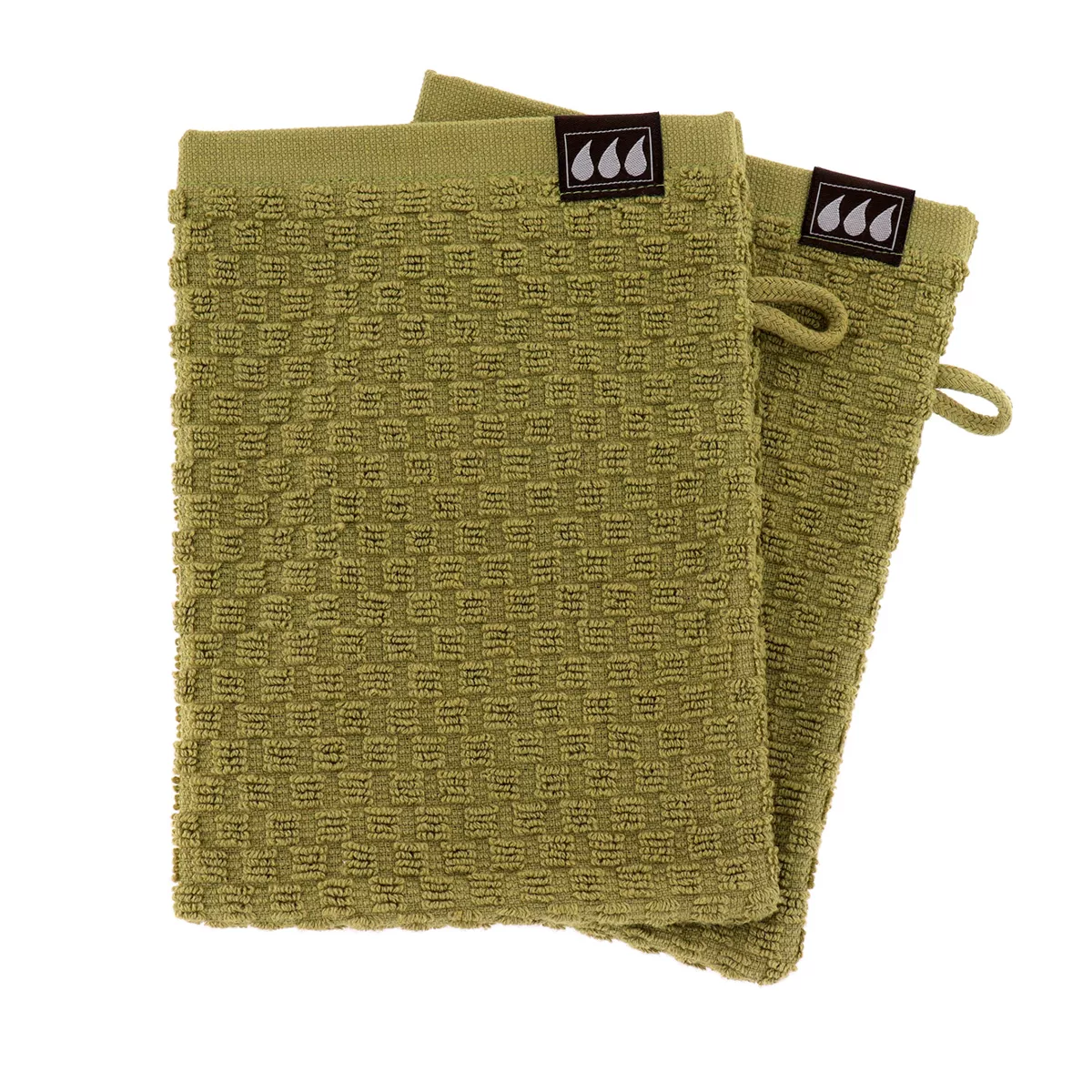 Set di 2 guanti da toilette in cotone (15 x 21 cm) Boho-chic Verde oliva