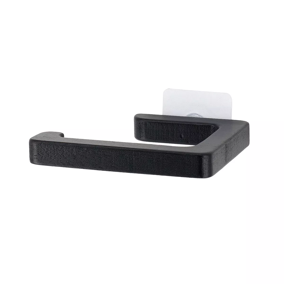Portarotolo per carta igienica adesivo da parete in acacia Easy Chic Nero