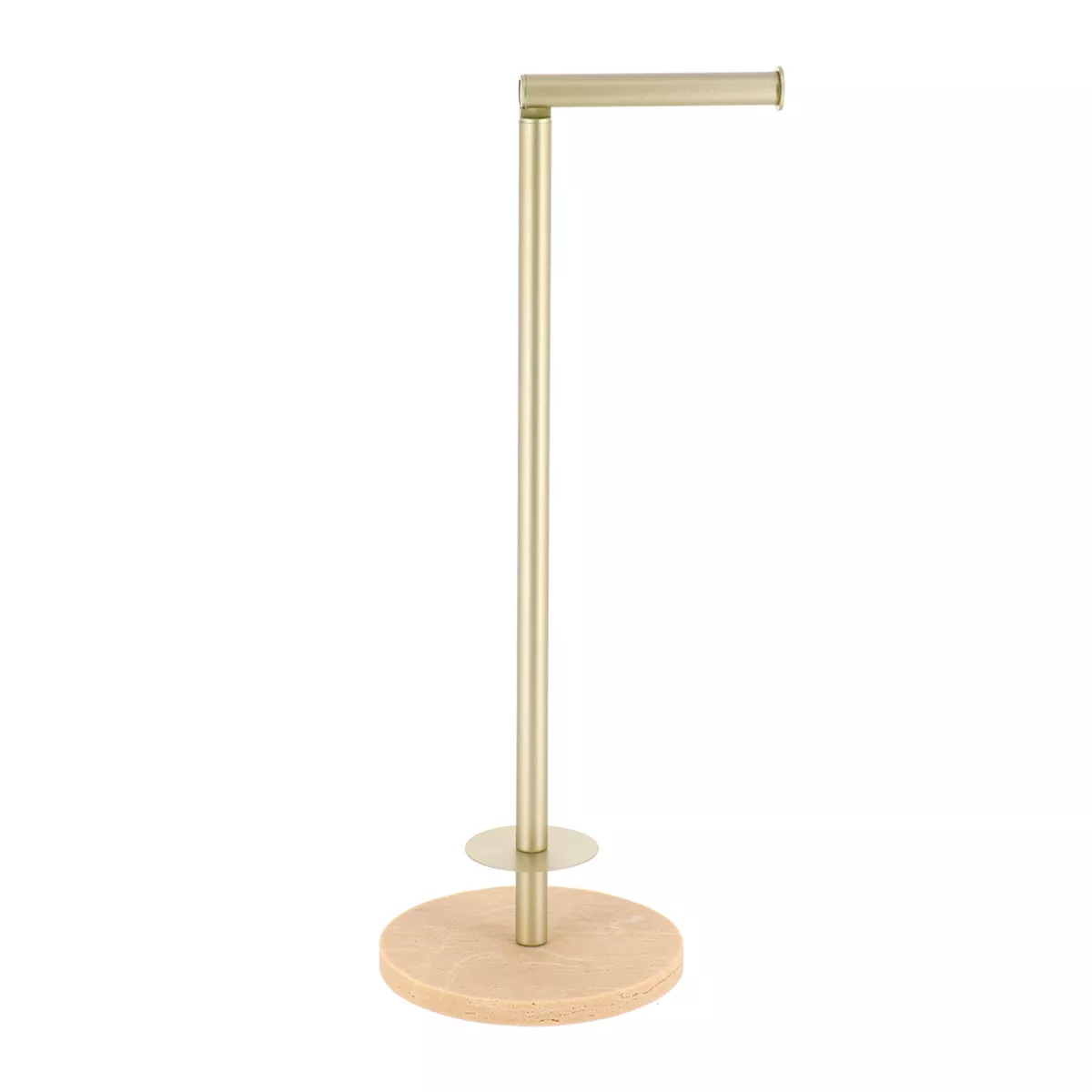 RESERVE ET DEROULEUR PAPIER WC POLYRESINE METAL DORE - TRAVERTIN
