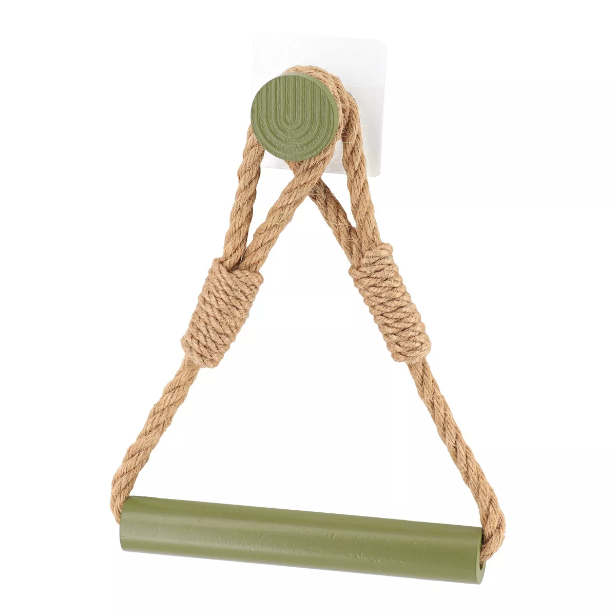DEROULEUR PAPIER WC CORDE ET BAMBOU SUR STICKER - NATUREL/VERT OLIVE