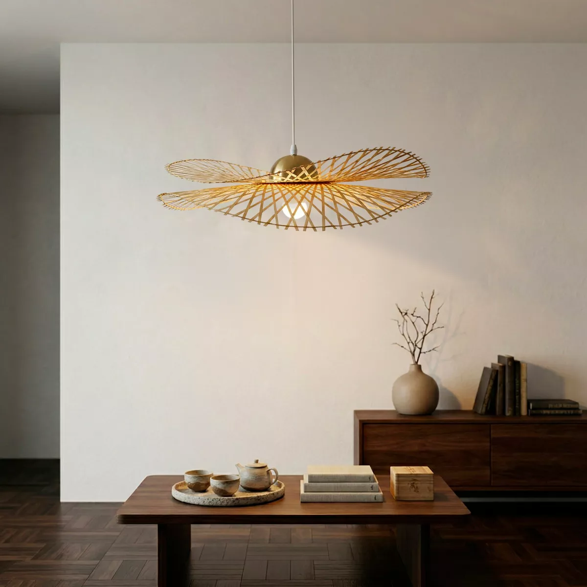 Lampada a sospensione in bambù (D75 cm) Mérida Naturale