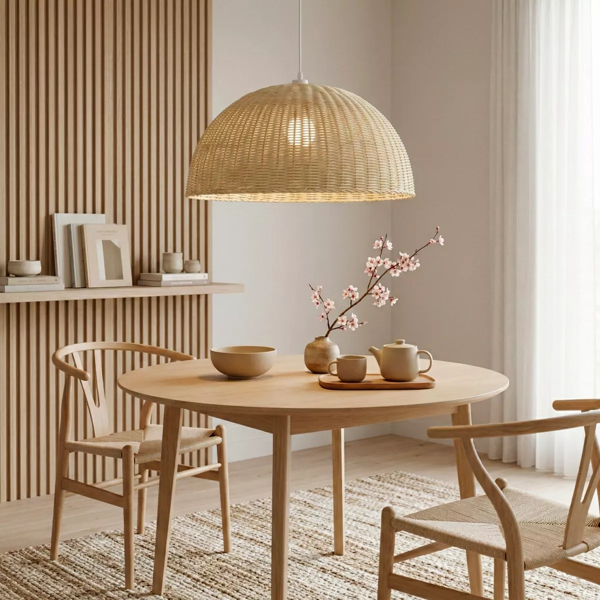 Suspension lumineuse en bambou tressé (D60 cm) Eivissa Naturel