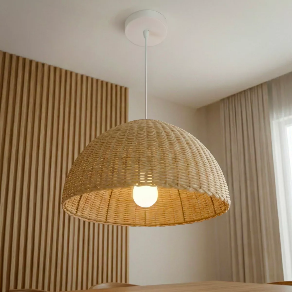 Suspension lumineuse en bambou tressé (D60 cm) Eivissa Naturel