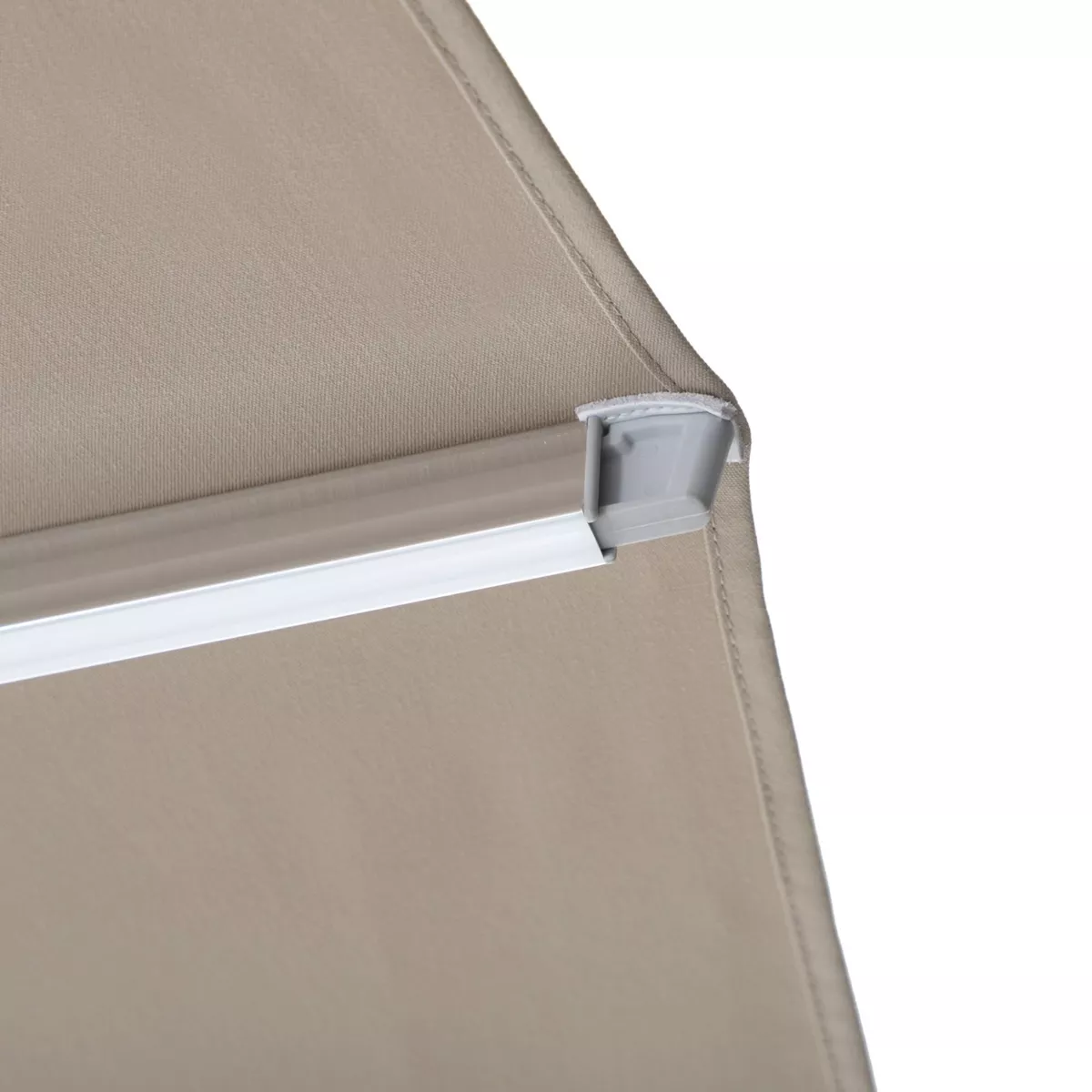 Parasol déporté carré aluminium avec pied (3 x 3 m) Elyra Blanc et Taupe