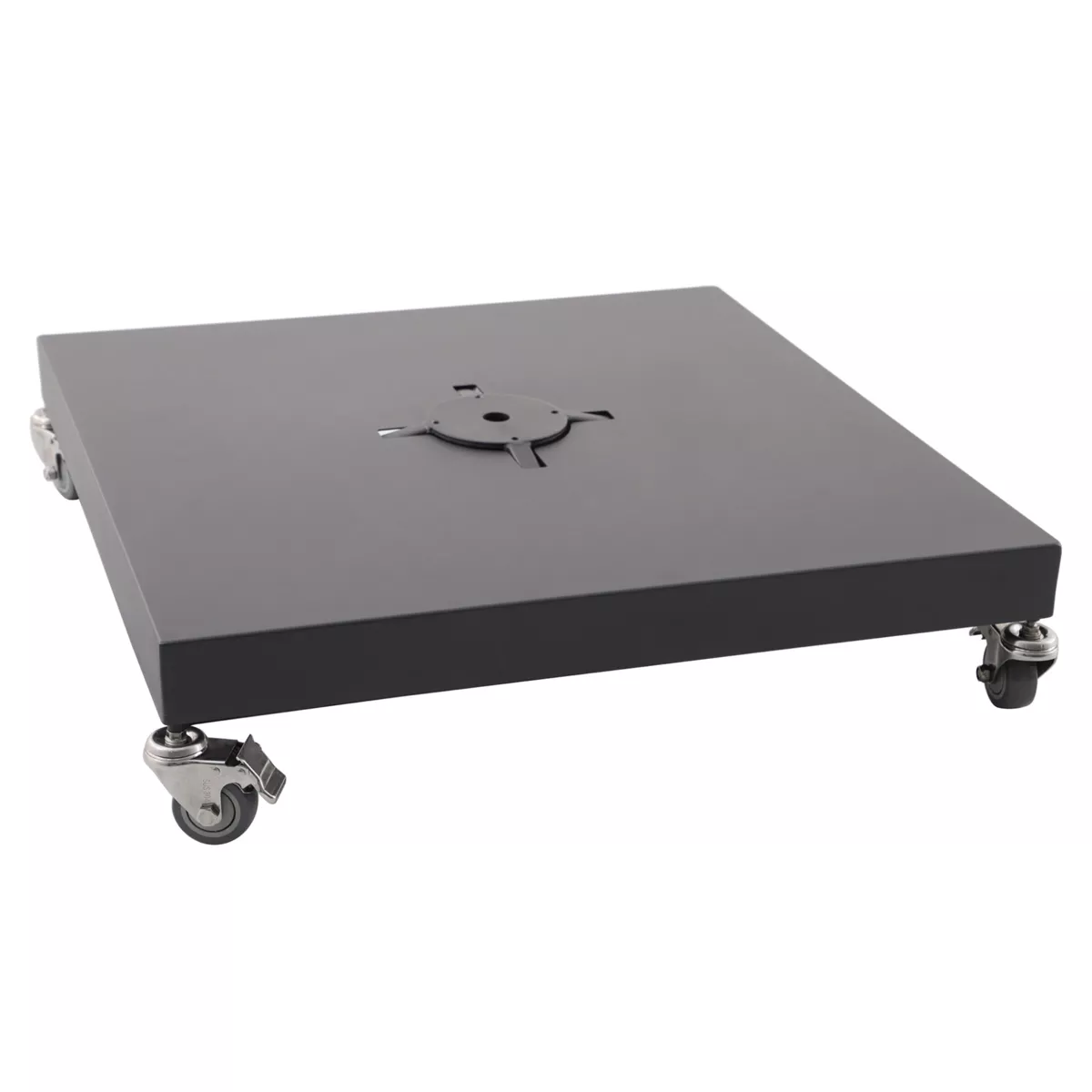 Parasol déporté carré aluminium avec socle (3 x 3 m) Elyra Anthracite et Gris