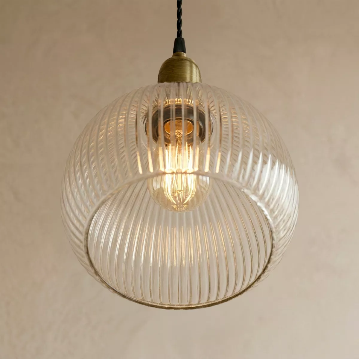 Suspension lumineuse en verre (D30 cm) Velden Transparent