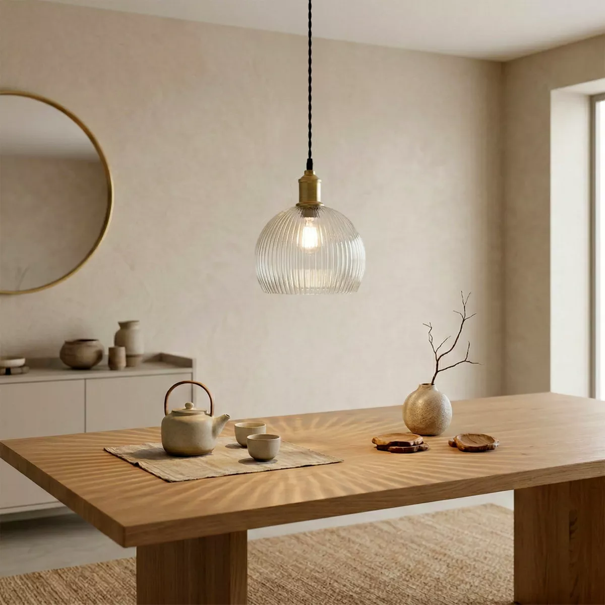 Suspension lumineuse en verre (D30 cm) Velden Transparent
