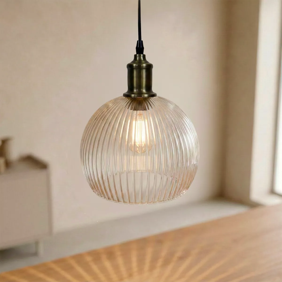 Suspension lumineuse en verre (D20 cm) Velden Transparent