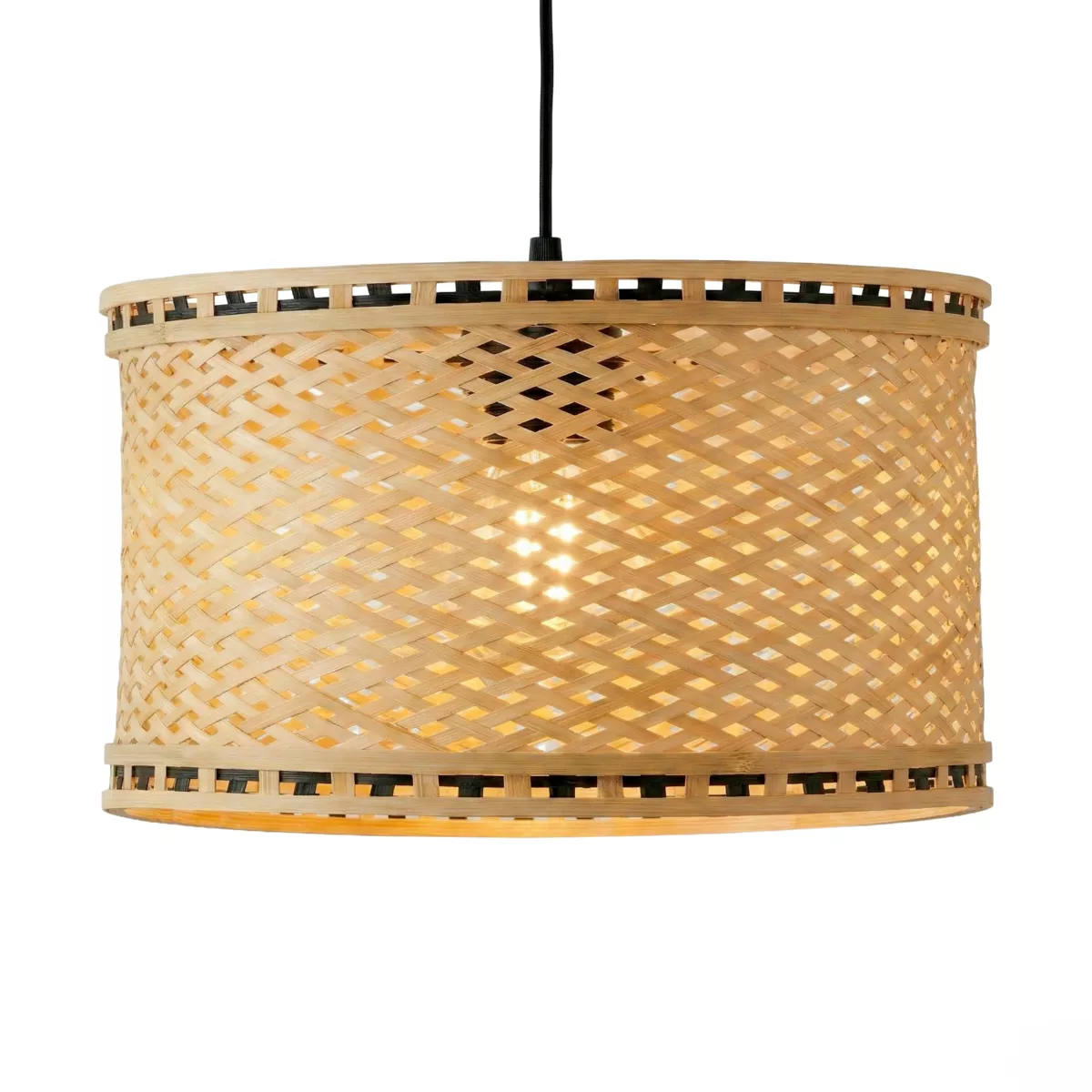 Suspension lumineuse en bambou (D40 cm) Estepona Noir et naturel
