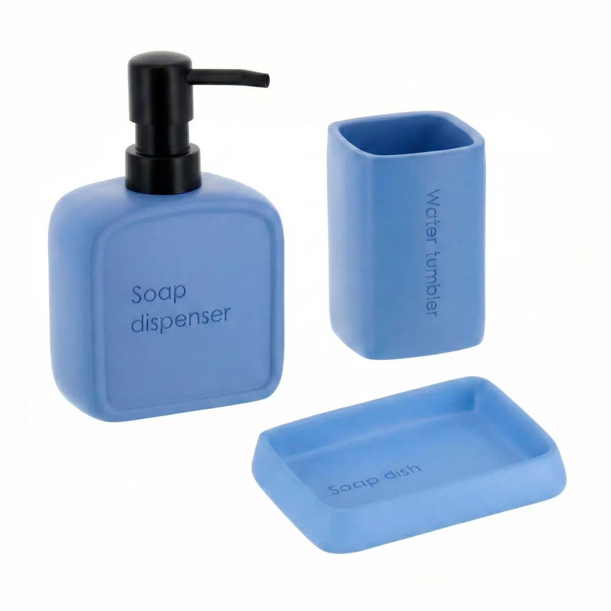 Set bicchiere distributore e porta sapone in poliresina incisa Julia Blu lavanda