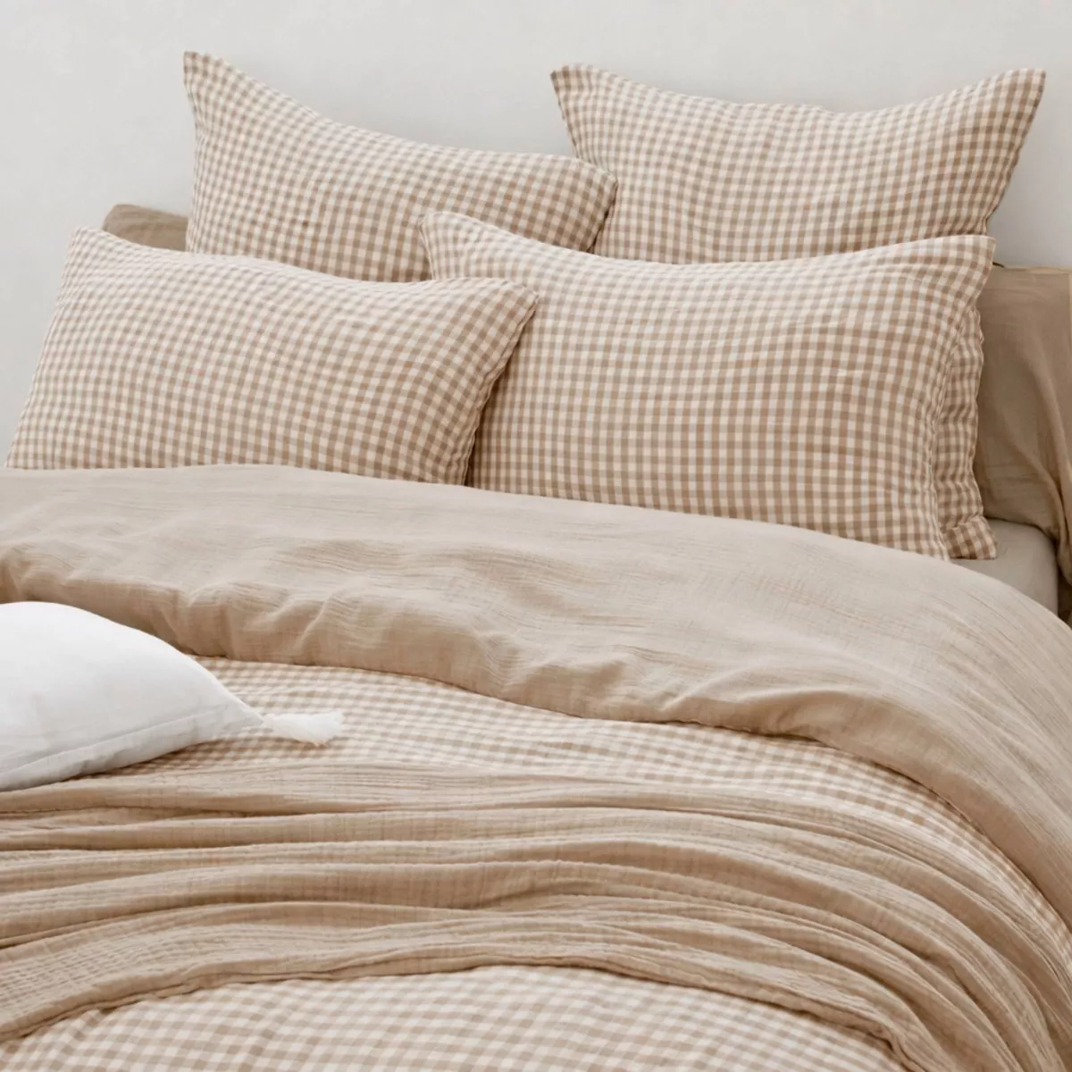 Funda nórdica de gasa de algodón (260 x 240 cm) Gaïa vichy Ficelle
